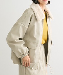 ・ELENCARE　DUE合成皮革ZIPブルゾン