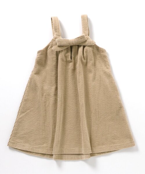 BREEZE（ブリーズ）の「バックリボンコーデュロイジャンスカ（ジャンパースカート・キッズ・ベージュ/パープル・80/90/100/110/120/130）」の3枚目の写真