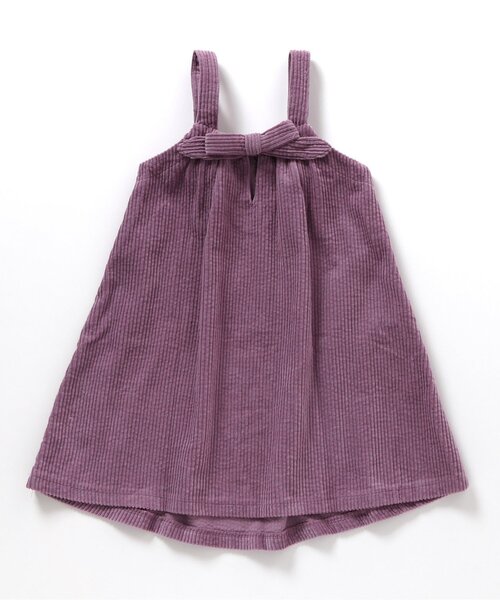 BREEZE（ブリーズ）の「バックリボンコーデュロイジャンスカ（ジャンパースカート・キッズ・ベージュ/パープル・80/90/100/110/120/130）」の4枚目の写真