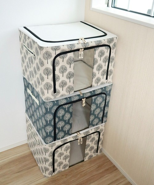 セール】北欧柄スタッキング折り畳み収納ボックス（収納グッズ