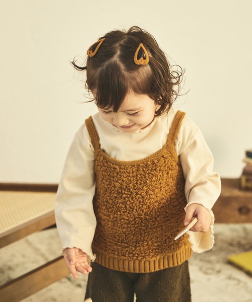 sea and shells by pairmanon（シーアンドシェルズバイペアマノン）の「【sea and shells by pairmanon】インナー付き 2点セット ニット ビスチェ（その他ベビーウェア・キッズ・アイボリー/オレンジ系その他/ブラウン・80/90/110/100）」の3枚目の写真