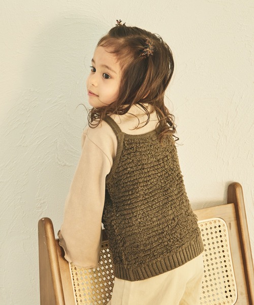 sea and shells by pairmanon（シーアンドシェルズバイペアマノン）の「【sea and shells by pairmanon】インナー付き 2点セット ニット ビスチェ（その他ベビーウェア・キッズ・アイボリー/オレンジ系その他/ブラウン・80/90/110/100）」の2枚目の写真