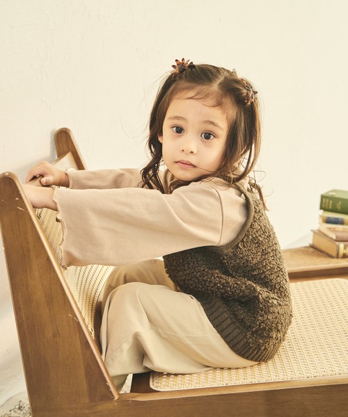 sea and shells by pairmanon（シーアンドシェルズバイペアマノン）の「【sea and shells by pairmanon】インナー付き 2点セット ニット ビスチェ（その他ベビーウェア・キッズ・アイボリー/オレンジ系その他/ブラウン・80/90/110/100）」の5枚目の写真