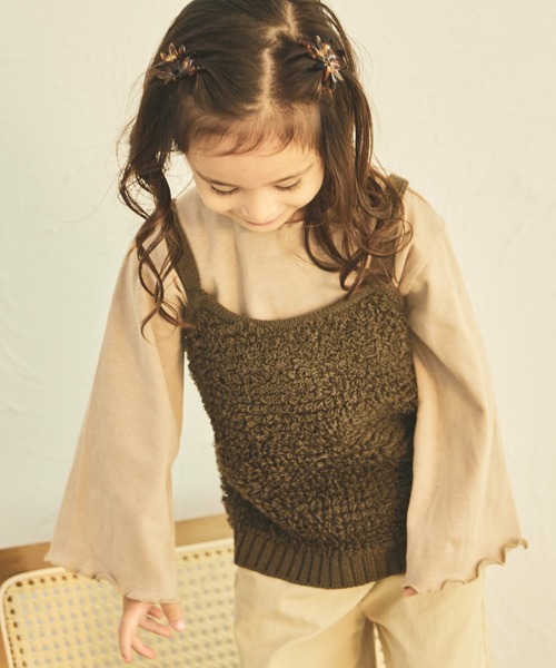 sea and shells by pairmanon（シーアンドシェルズバイペアマノン）の「【sea and shells by pairmanon】インナー付き 2点セット ニット ビスチェ（その他ベビーウェア・キッズ・アイボリー/オレンジ系その他/ブラウン・80/90/110/100）」の6枚目の写真