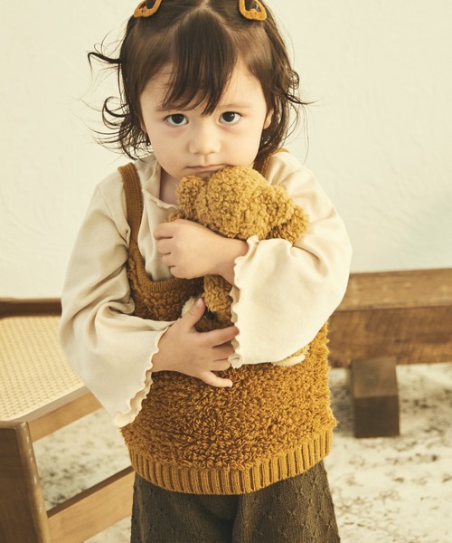 sea and shells by pairmanon（シーアンドシェルズバイペアマノン）の「【sea and shells by pairmanon】インナー付き 2点セット ニット ビスチェ（その他ベビーウェア・キッズ・アイボリー/オレンジ系その他/ブラウン・80/90/110/100）」の7枚目の写真