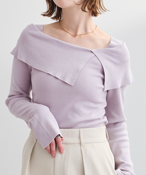 UR'S(ユアーズ)の「ケープデザインニット(ニット/セーター・レディース・ライトパープル/ネイビー/ホワイト/ブラック/ピンクベージュ・S/M/L)」の1枚目の写真