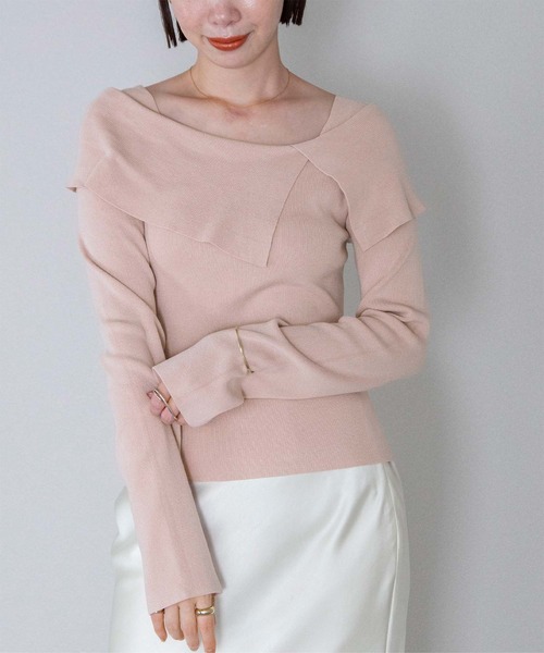 UR'S(ユアーズ)の「ケープデザインニット(ニット/セーター・レディース・ライトパープル/ネイビー/ホワイト/ブラック/ピンクベージュ・S/M/L)」の5枚目の写真