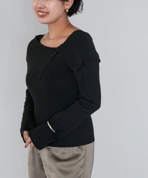 UR'S(ユアーズ)の「ケープデザインニット(ニット/セーター・レディース・ライトパープル/ネイビー/ホワイト/ブラック/ピンクベージュ・S/M/L)」の18枚目の写真