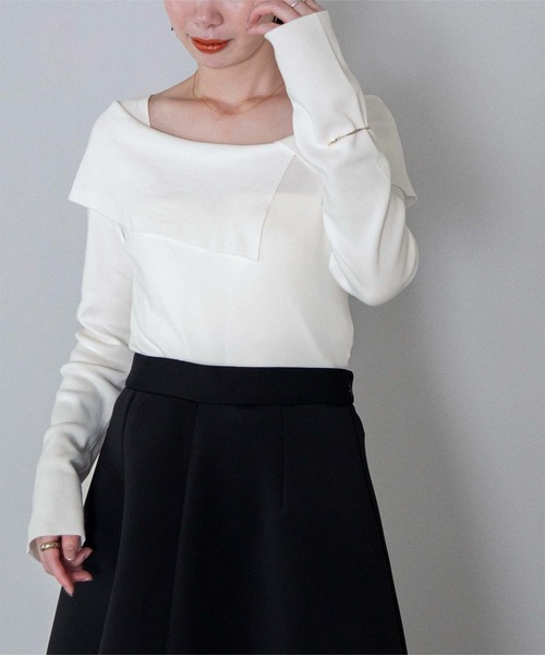 UR'S(ユアーズ)の「ケープデザインニット(ニット/セーター・レディース・ライトパープル/ネイビー/ホワイト/ブラック/ピンクベージュ・S/M/L)」の10枚目の写真