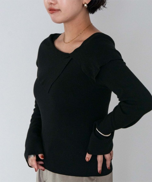 UR'S(ユアーズ)の「ケープデザインニット(ニット/セーター・レディース・ライトパープル/ネイビー/ホワイト/ブラック/ピンクベージュ・S/M/L)」の14枚目の写真