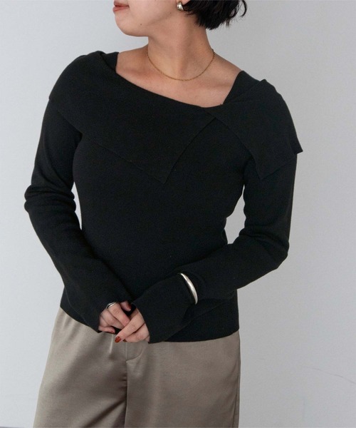 UR'S(ユアーズ)の「ケープデザインニット(ニット/セーター・レディース・ライトパープル/ネイビー/ホワイト/ブラック/ピンクベージュ・S/M/L)」の16枚目の写真