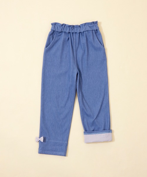 KP（ケーピー）の「【WEＢ限定】裾リボンデニム風パンツ(80～140)（デニムパンツ・キッズ・ブルー/ダークネイビー・100cm/90cm/80ｃｍ/140cm/130cm/120cm/110cm）」の21枚目の写真