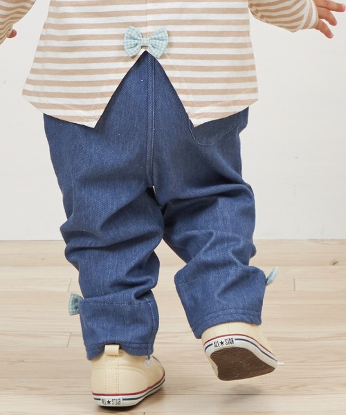 KP（ケーピー）の「【WEＢ限定】裾リボンデニム風パンツ(80～140)（デニムパンツ・キッズ・ブルー/ダークネイビー・100cm/90cm/80ｃｍ/140cm/130cm/120cm/110cm）」の14枚目の写真