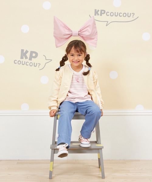 KP（ケーピー）の「【WEＢ限定】裾リボンデニム風パンツ(80～140)（デニムパンツ・キッズ・ブルー/ダークネイビー・100cm/90cm/80ｃｍ/140cm/130cm/120cm/110cm）」の4枚目の写真