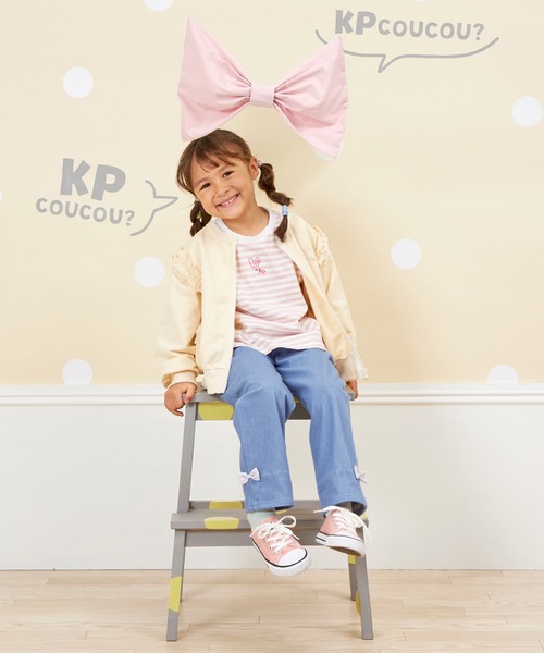 KP（ケーピー）の「【WEＢ限定】裾リボンデニム風パンツ(80～140)（デニムパンツ・キッズ・ブルー/ダークネイビー・100cm/90cm/80ｃｍ/140cm/130cm/120cm/110cm）」の6枚目の写真