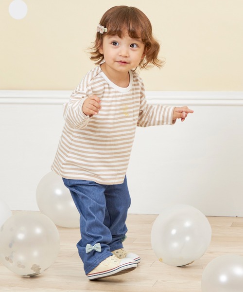 KP（ケーピー）の「【WEＢ限定】裾リボンデニム風パンツ(80～140)（デニムパンツ・キッズ・ブルー/ダークネイビー・100cm/90cm/80ｃｍ/140cm/130cm/120cm/110cm）」の12枚目の写真