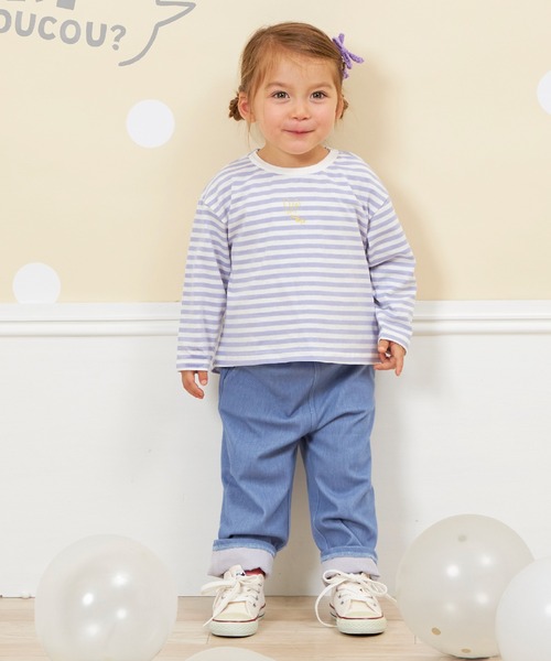 KP（ケーピー）の「【WEＢ限定】裾リボンデニム風パンツ(80～140)（デニムパンツ・キッズ・ブルー/ダークネイビー・100cm/90cm/80ｃｍ/140cm/130cm/120cm/110cm）」の7枚目の写真