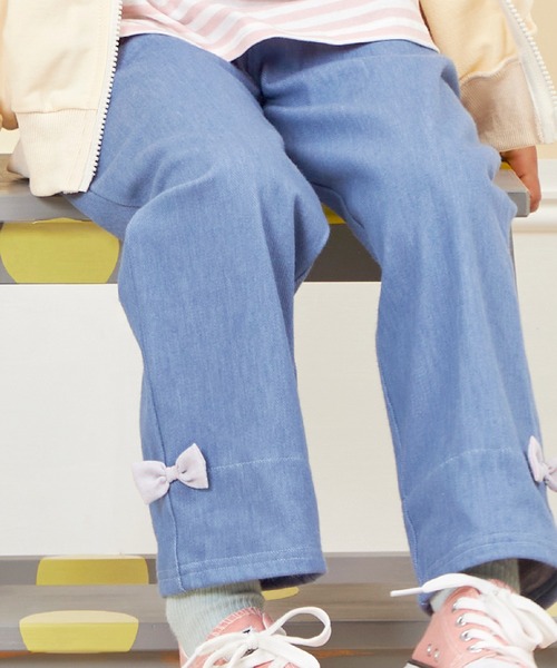 KP（ケーピー）の「【WEＢ限定】裾リボンデニム風パンツ(80～140)（デニムパンツ・キッズ・ブルー/ダークネイビー・100cm/90cm/80ｃｍ/140cm/130cm/120cm/110cm）」の15枚目の写真