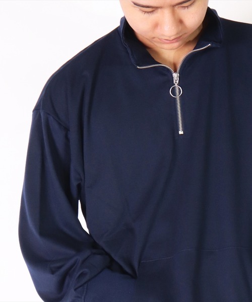 BAYBLO（ベイブロ）の「(DV)【ユニセックス】ハーフジップ スウェット プルオーバー（スウェット・メンズ・ブラック/チャコールグレー/杢グレー/オートミール/ネイビー・MEDIUM/LARGE/X-LARGE）」の5枚目の写真