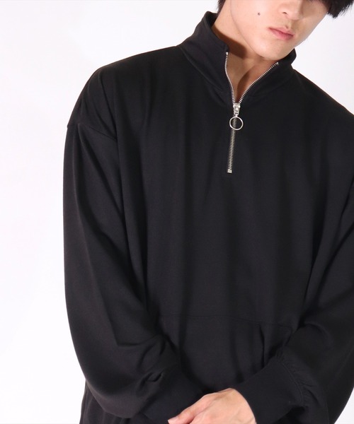 BAYBLO（ベイブロ）の「(DV)【ユニセックス】ハーフジップ スウェット プルオーバー（スウェット・メンズ・ブラック/チャコールグレー/杢グレー/オートミール/ネイビー・MEDIUM/LARGE/X-LARGE）」の2枚目の写真