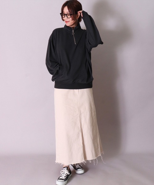 BAYBLO（ベイブロ）の「(DV)【ユニセックス】ハーフジップ スウェット プルオーバー（スウェット・メンズ・ブラック/チャコールグレー/杢グレー/オートミール/ネイビー・MEDIUM/LARGE/X-LARGE）」の20枚目の写真