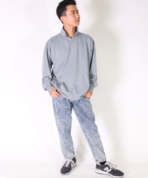 BAYBLO（ベイブロ）の「(DV)【ユニセックス】ハーフジップ スウェット プルオーバー（スウェット・メンズ・ブラック/チャコールグレー/杢グレー/オートミール/ネイビー・MEDIUM/LARGE/X-LARGE）」の8枚目の写真