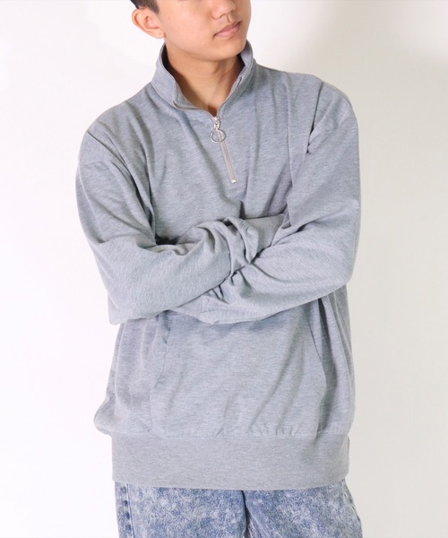 BAYBLO（ベイブロ）の「(DV)【ユニセックス】ハーフジップ スウェット プルオーバー（スウェット・メンズ・ブラック/チャコールグレー/杢グレー/オートミール/ネイビー・MEDIUM/LARGE/X-LARGE）」の14枚目の写真