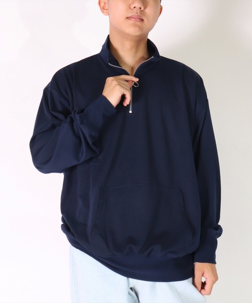 BAYBLO（ベイブロ）の「(DV)【ユニセックス】ハーフジップ スウェット プルオーバー（スウェット・メンズ・ブラック/チャコールグレー/杢グレー/オートミール/ネイビー・MEDIUM/LARGE/X-LARGE）」の16枚目の写真