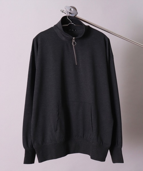 BAYBLO（ベイブロ）の「(DV)【ユニセックス】ハーフジップ スウェット プルオーバー（スウェット・メンズ・ブラック/チャコールグレー/杢グレー/オートミール/ネイビー・MEDIUM/LARGE/X-LARGE）」の10枚目の写真