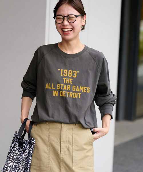 JOURNAL STANDARD relume(ジャーナルスタンダード レリューム)の「《追加》ラグランスリーブカレッジロングスリーブTEE(Tシャツ/カットソー・レディース・ブラック系その他/ホワイト系その他/ホワイト・FREE)」の1枚目の写真