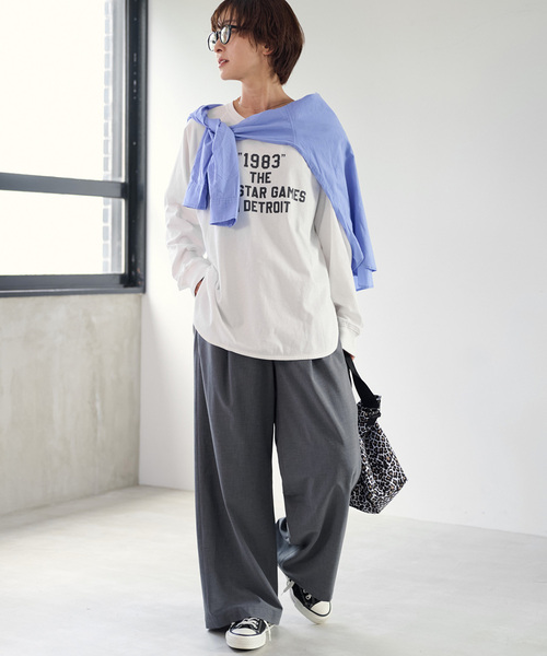 JOURNAL STANDARD relume(ジャーナルスタンダード レリューム)の「《追加》ラグランスリーブカレッジロングスリーブTEE(Tシャツ/カットソー・レディース・ブラック系その他/ホワイト系その他/ホワイト・FREE)」の5枚目の写真
