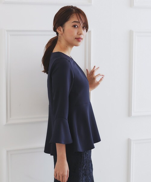 最終価格【S.ESSENTIALS】フレアブラウス ネイビー 38 S.ESSENTIALS]フレアスリーブブラウス | KOBUNSHA SELECT SHOP