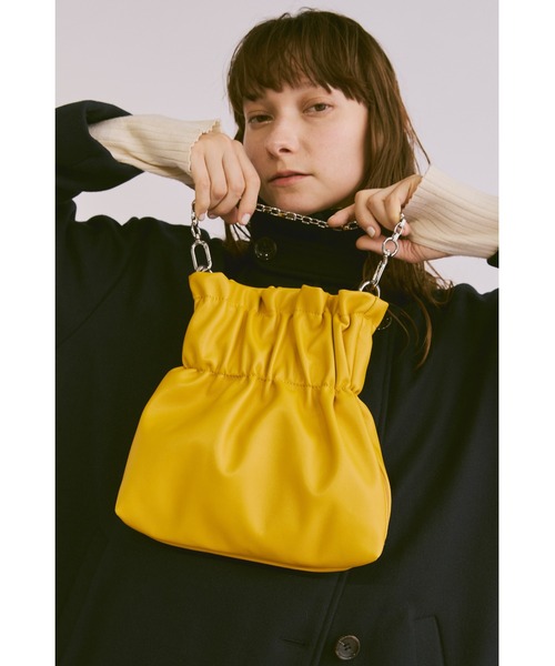 242】ミニ巾着バッグ❖ララチューン・イエロー 242】ミニ巾着バッグ