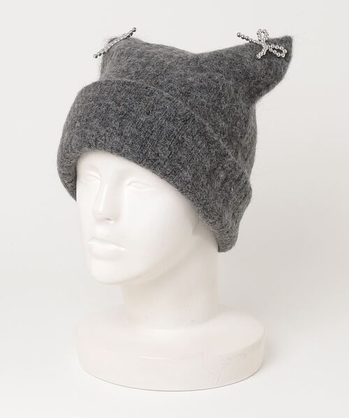 poiregnee（ポワニェ）の「［select］猫耳ニットキャップ（ニットキャップ/ビーニー・レディース・アイボリー/グレー・FREE）」の3枚目の写真