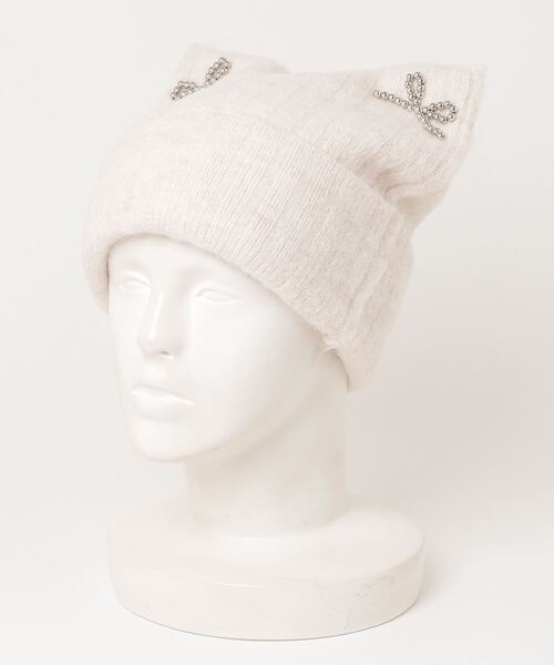 poiregnee（ポワニェ）の「［select］猫耳ニットキャップ（ニットキャップ/ビーニー・レディース・アイボリー/グレー・FREE）」の4枚目の写真
