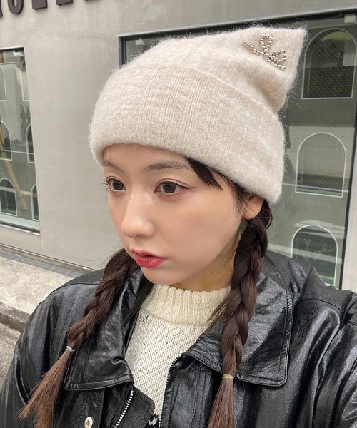 poiregnee（ポワニェ）の「［select］猫耳ニットキャップ（ニットキャップ/ビーニー・レディース・アイボリー/グレー・FREE）」の12枚目の写真
