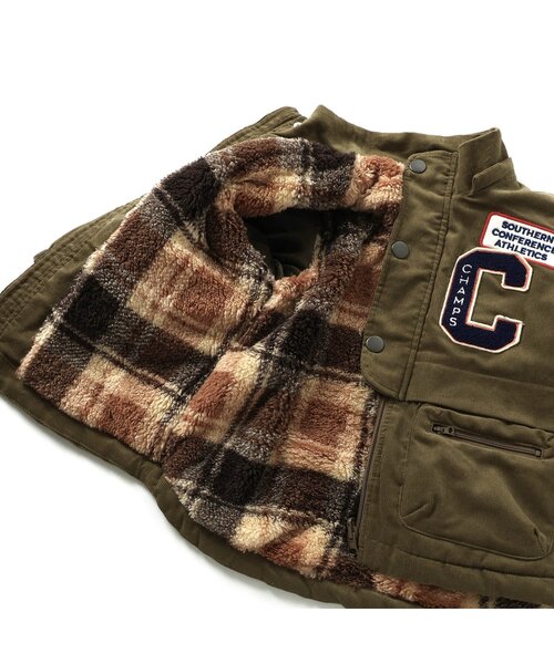 F.O.KIDS（エフオーキッズ）の「裏ボアマウンテンジャケット（マウンテンパーカー・キッズ・レインボー/オリーブ・90/100/110/120/80/130/140/150）」の5枚目の写真