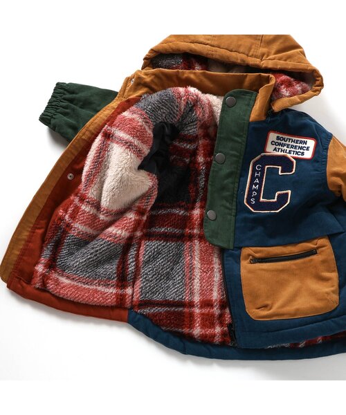 F.O.KIDS（エフオーキッズ）の「裏ボアマウンテンジャケット（マウンテンパーカー・キッズ・レインボー/オリーブ・90/100/110/120/80/130/140/150）」の6枚目の写真