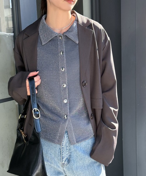 select MOCA(セレクトモカ)の「ラメグリッタートップス(シャツ/ブラウス・レディース・チャコール/ベージュ/ブラック・FREE)」の20枚目の写真
