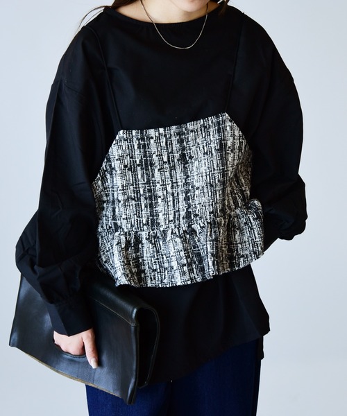 and it_（アンドイット）の「ミックスツイードビスチェキャミソール（キャミソール・レディース・ブラック/グレー・M）」の8枚目の写真