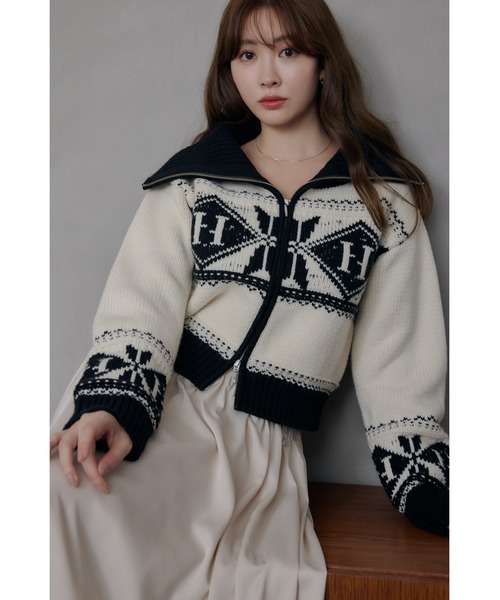 Her lip to（ハーリップトゥー）の「H Nordic Knit Zip Jacket（ニット