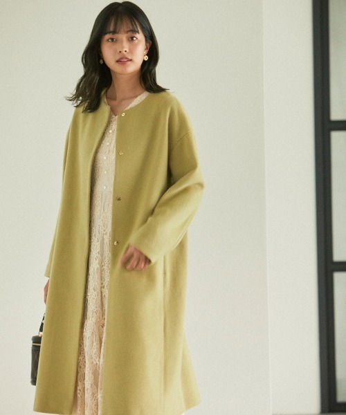 セール/ブランド古着】ノーカラーコート（ノーカラーコート  