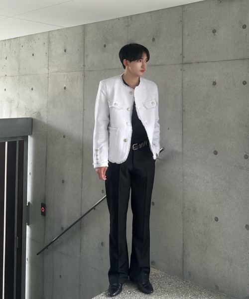 アイドルラグジュアリーツイードジャケット（ノーカラー