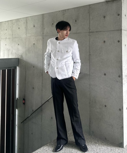 アイドルラグジュアリーツイードジャケット（ノーカラー