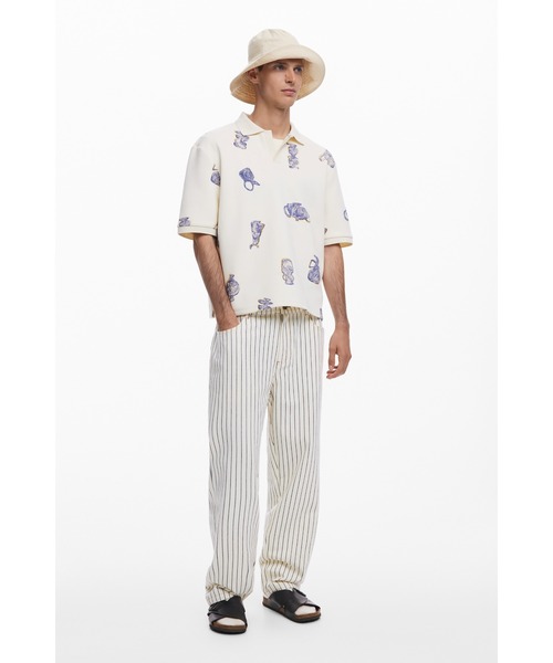 Desigual(デシグアル)の「LILISピンストライプストレートパンツ(スラックス・メンズ・ホワイト・XS/S/M/L/XL/XXL)」の3枚目の写真
