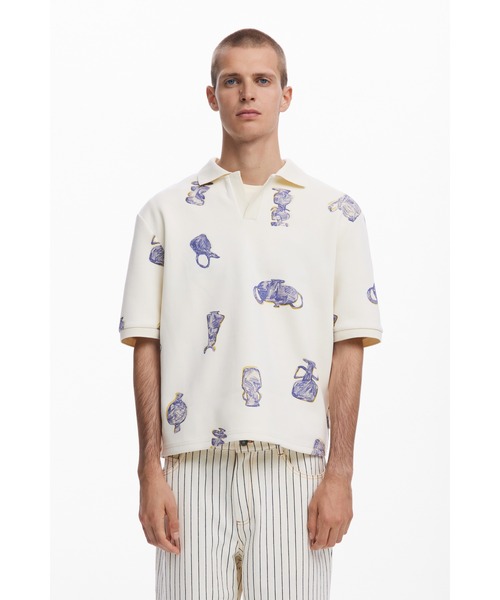 Desigual(デシグアル)の「LILISピンストライプストレートパンツ(スラックス・メンズ・ホワイト・XS/S/M/L/XL/XXL)」の2枚目の写真