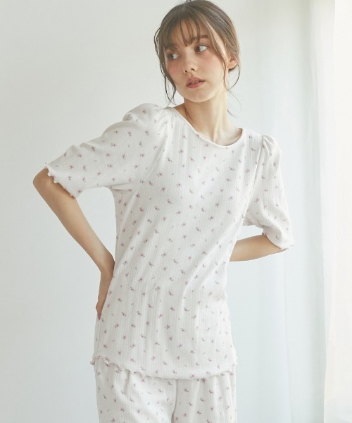 SPRING】さくら柄針抜きTシャツ（ルームウェア/パジャマ）｜gelato  