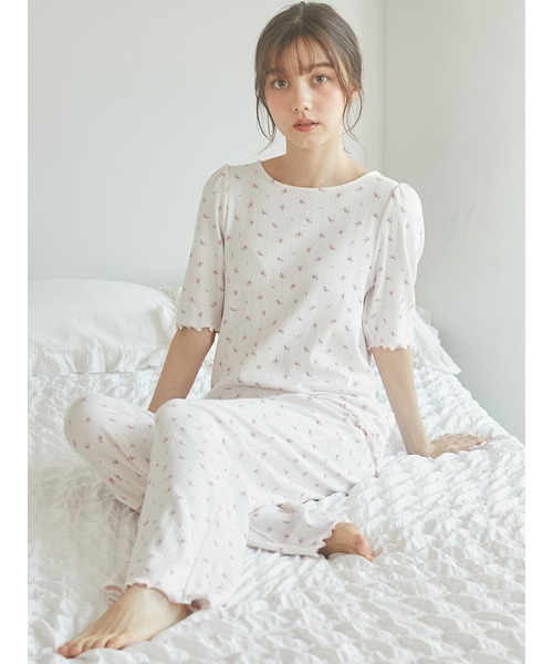 セール】【SPRING】さくら柄針抜きTシャツ（ルームウェア