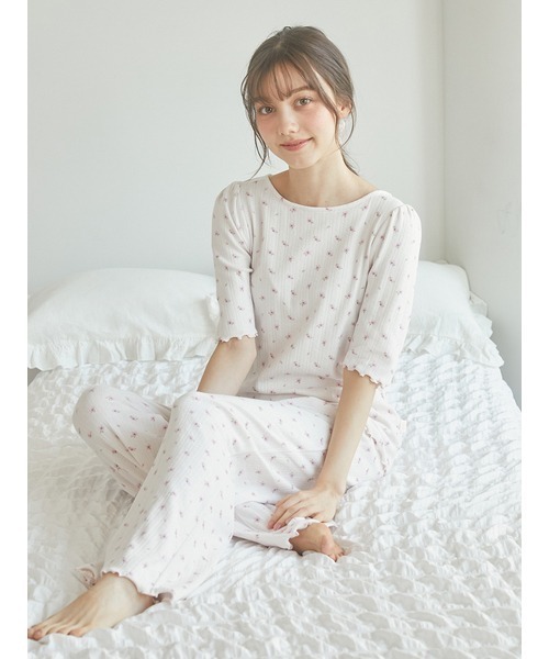 セール】【SPRING】さくら柄針抜きTシャツ（ルームウェア