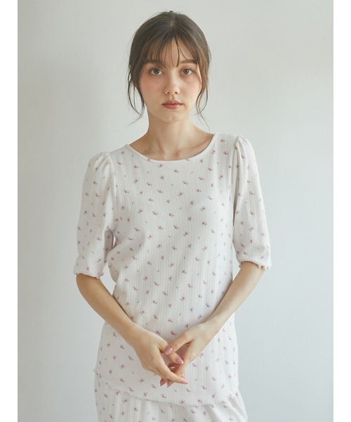 セール】【SPRING】さくら柄針抜きTシャツ（ルームウェア